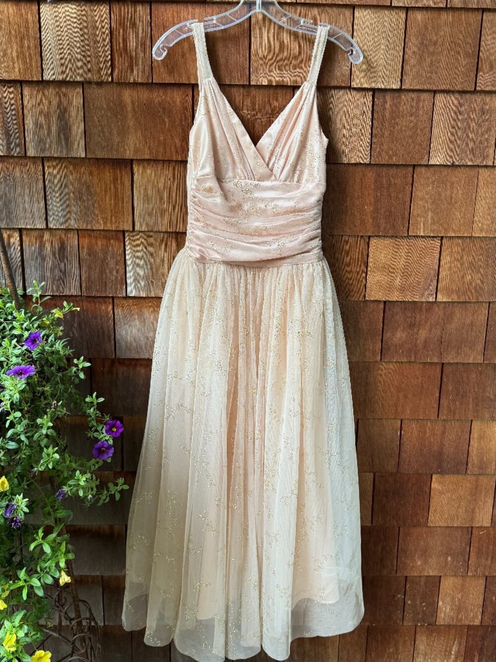 Vintage Gunne Sax x Jessica McClintock Gold Dress Prom Homecoming 90s - Size 3/4
